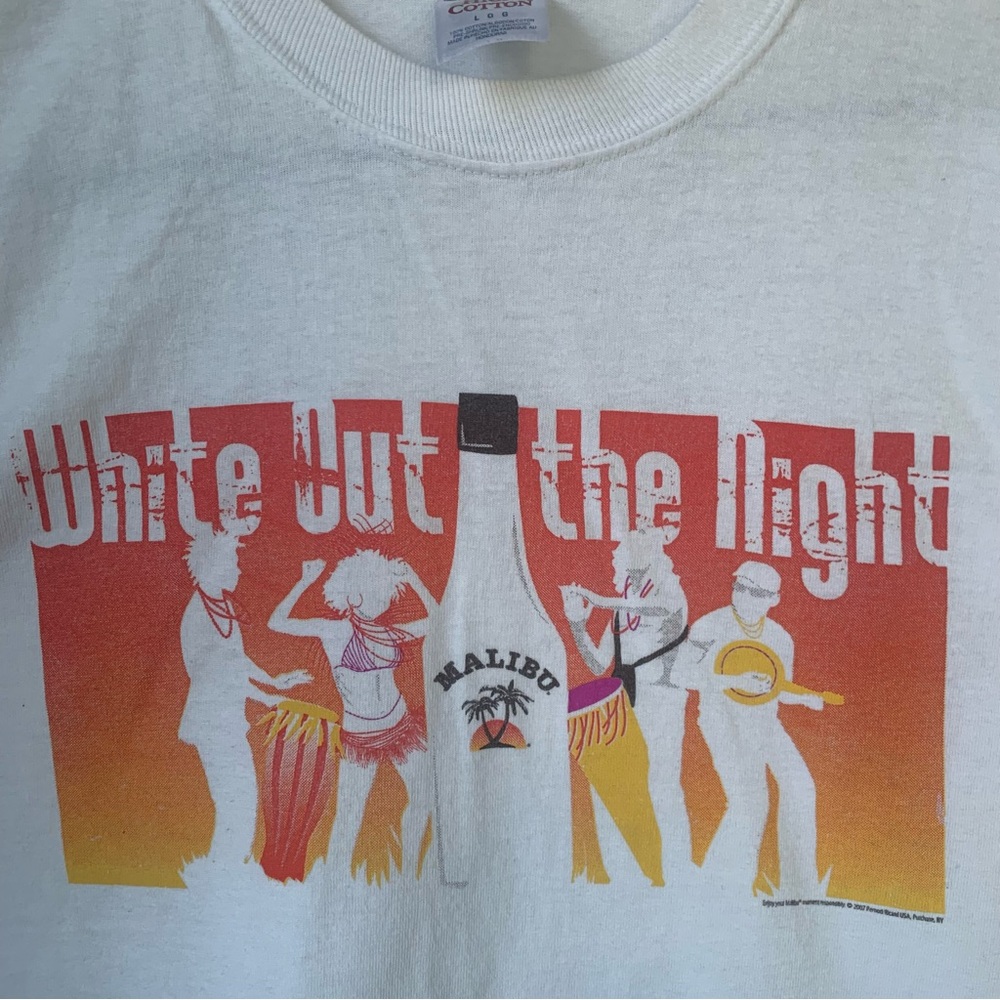 Vintage Malibu (L) “White Out the Night” short sleeve Cotton T-Shirt